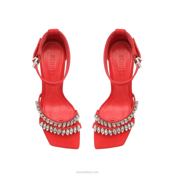 Schutz N42F373linsey nubuk sandalet kulüp kırmızısı