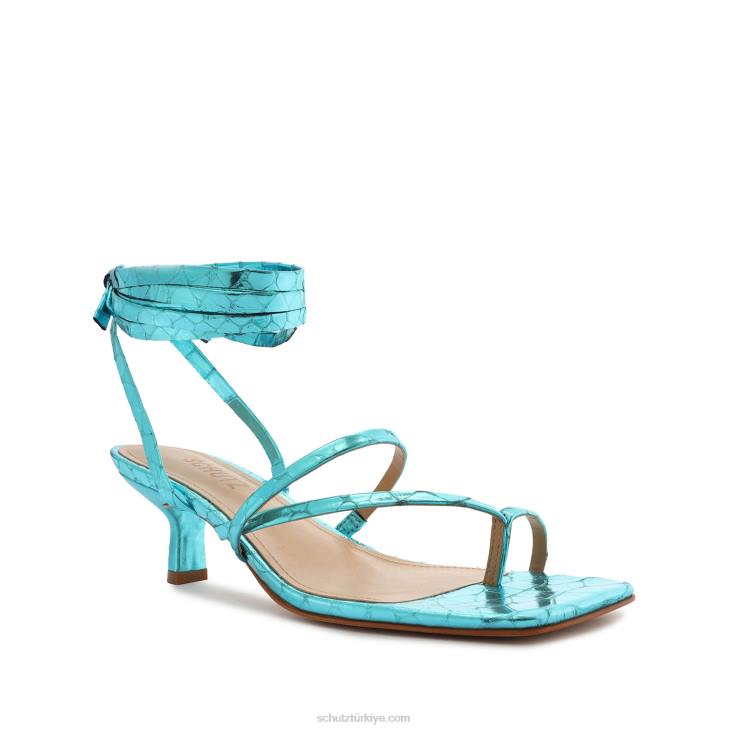 Schutz N42F378lily orta metalik sandalet turkuaz
