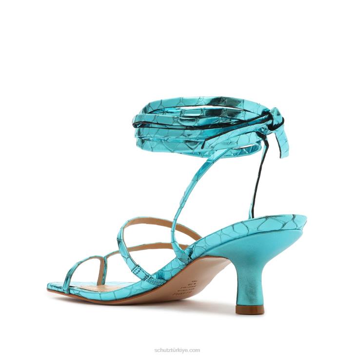 Schutz N42F378lily orta metalik sandalet turkuaz