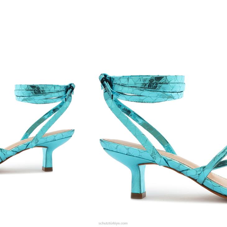 Schutz N42F378lily orta metalik sandalet turkuaz