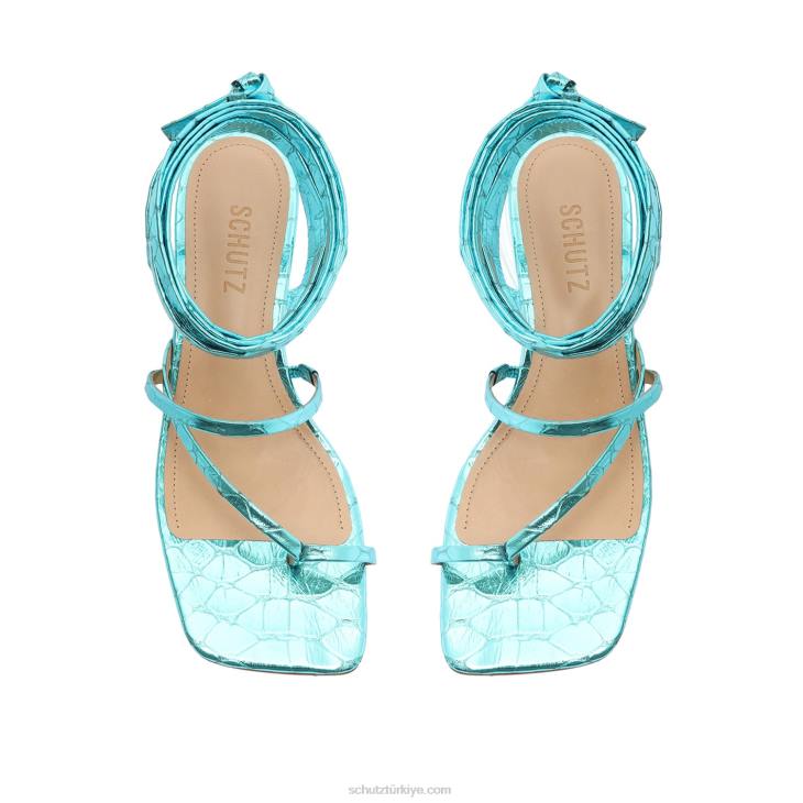 Schutz N42F378lily orta metalik sandalet turkuaz