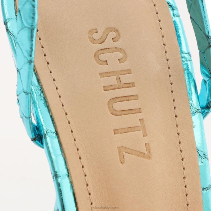 Schutz N42F379lily metalik deri sandalet turkuaz