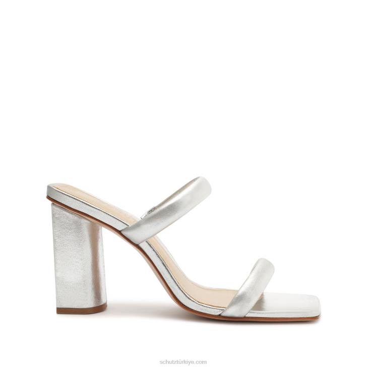 Schutz N42F37ully metalik deri sandalet gümüş