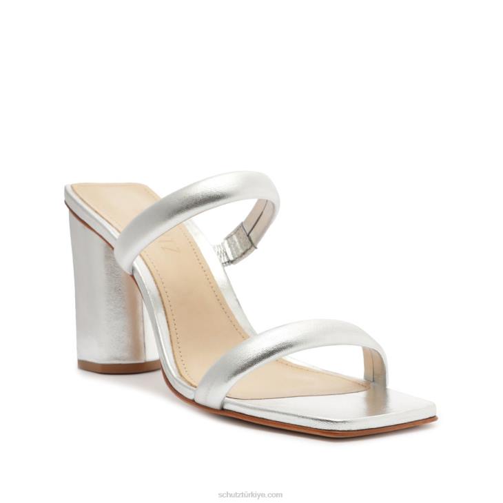 Schutz N42F37ully metalik deri sandalet gümüş