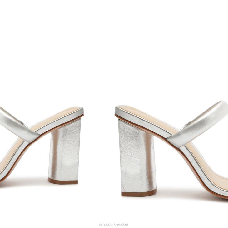 Schutz N42F37ully metalik deri sandalet gümüş