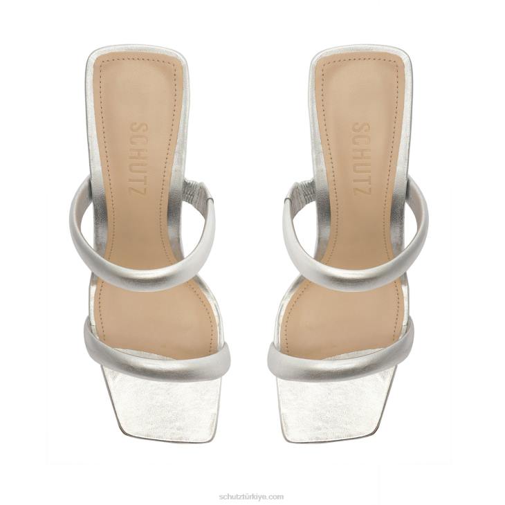 Schutz N42F37ully metalik deri sandalet gümüş