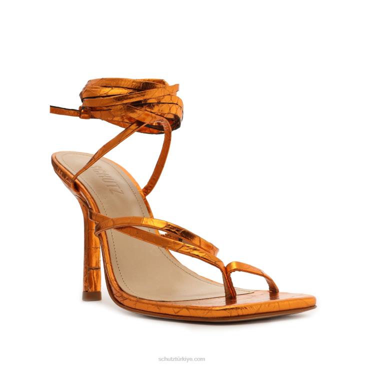 Schutz N42F380lily metalik deri sandalet turuncu