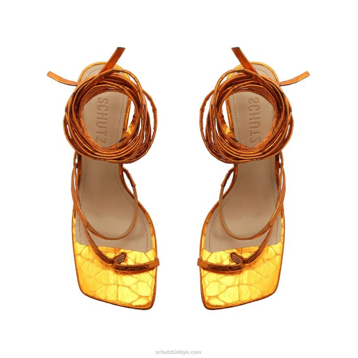 Schutz N42F380lily metalik deri sandalet turuncu