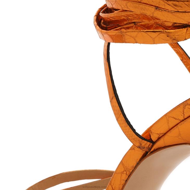 Schutz N42F380lily metalik deri sandalet turuncu