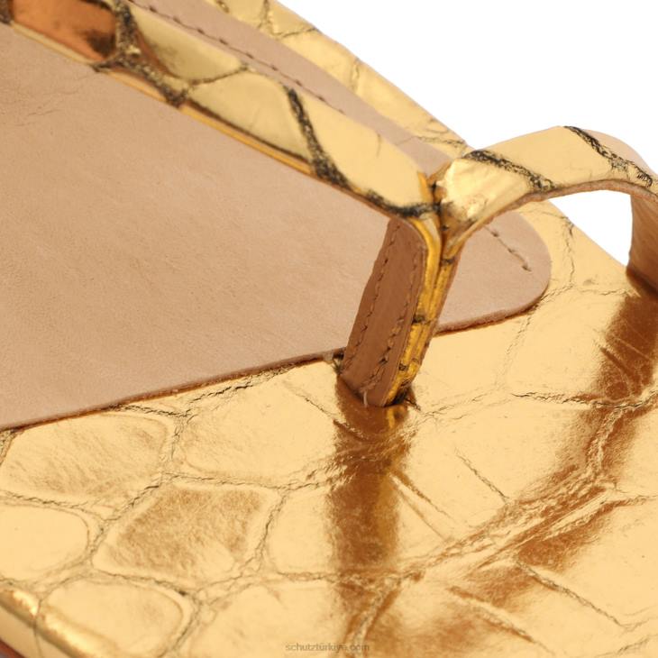 Schutz N42F381lily metalik deri sandalet altın