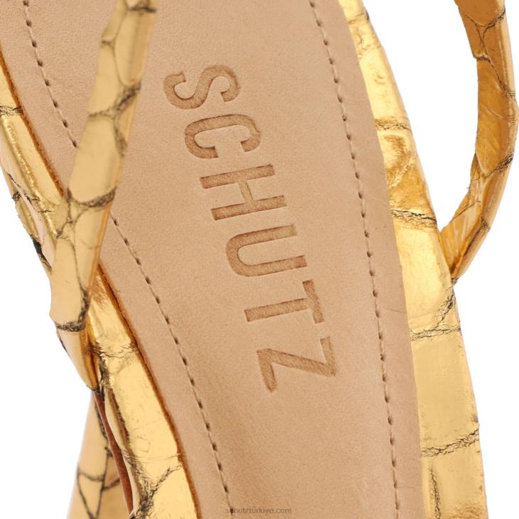 Schutz N42F381lily metalik deri sandalet altın
