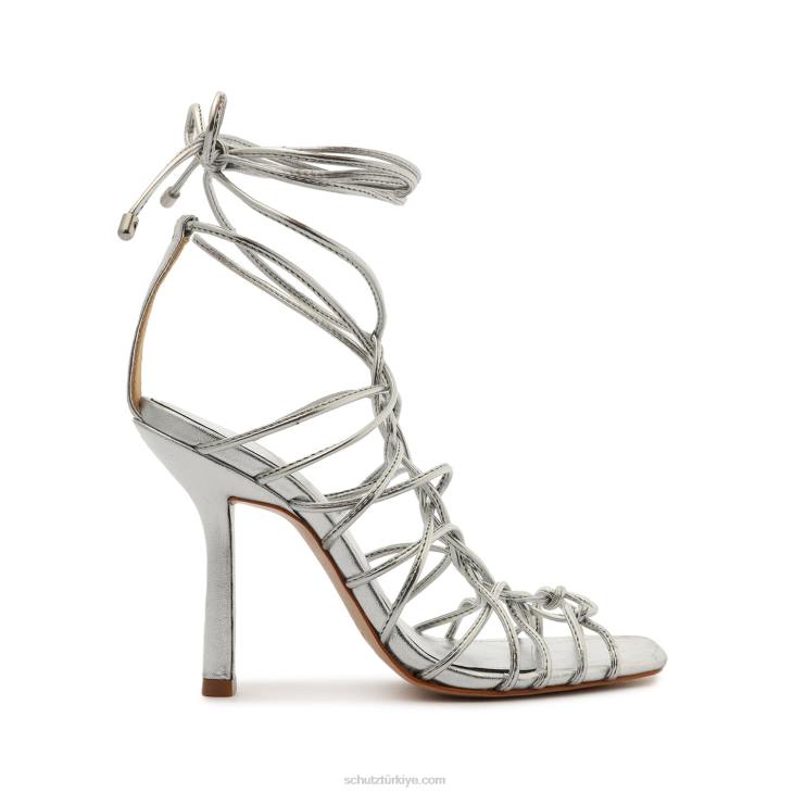 Schutz N42F385heyde nappa deri sandalet gümüş
