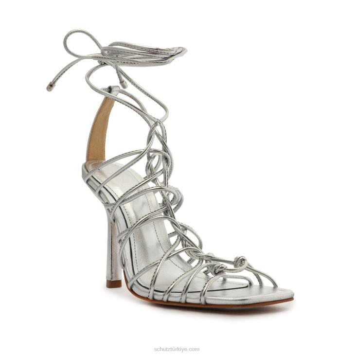 Schutz N42F385heyde nappa deri sandalet gümüş