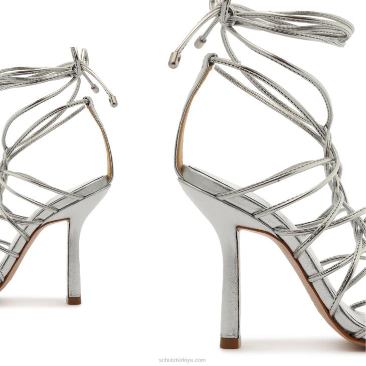 Schutz N42F385heyde nappa deri sandalet gümüş