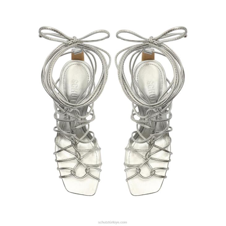 Schutz N42F385heyde nappa deri sandalet gümüş