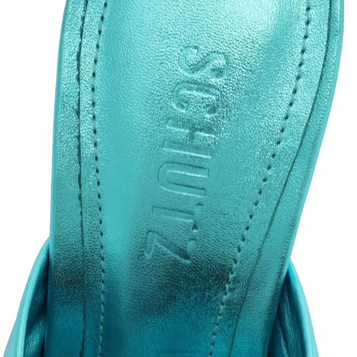 Schutz N42F386mindy metalik deri sandalet turkuaz