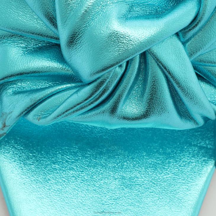 Schutz N42F386mindy metalik deri sandalet turkuaz