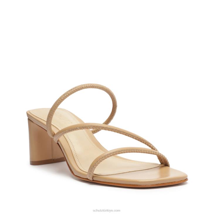 Schutz N42F38chessie orta napa deri sandalet gerçek bej