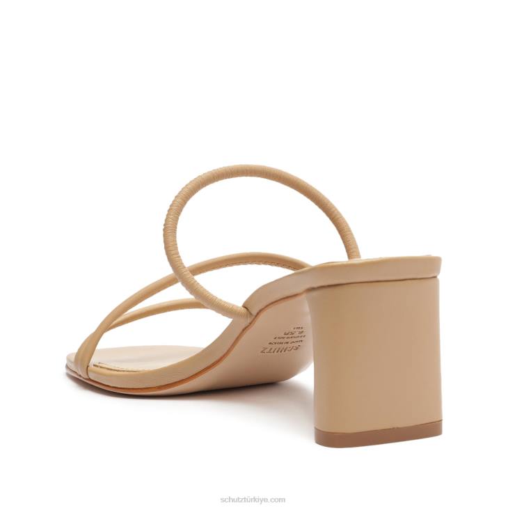 Schutz N42F38chessie orta napa deri sandalet gerçek bej