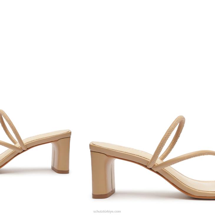 Schutz N42F38chessie orta napa deri sandalet gerçek bej