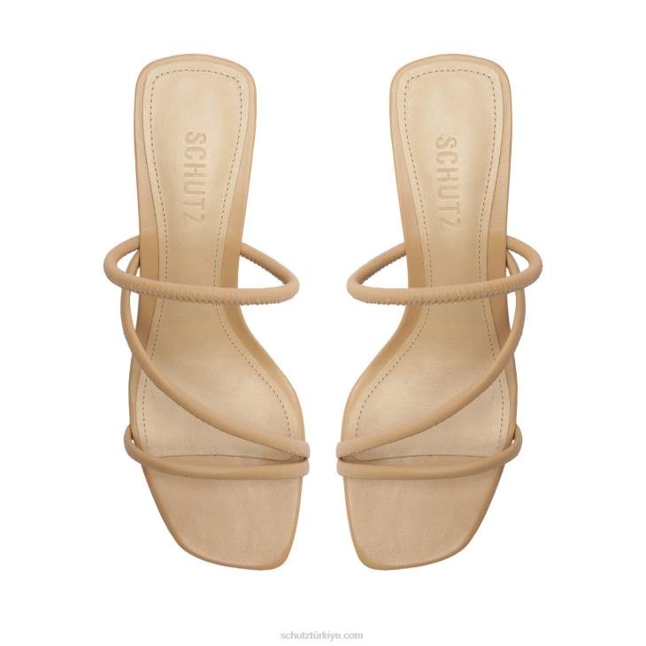 Schutz N42F38chessie orta napa deri sandalet gerçek bej