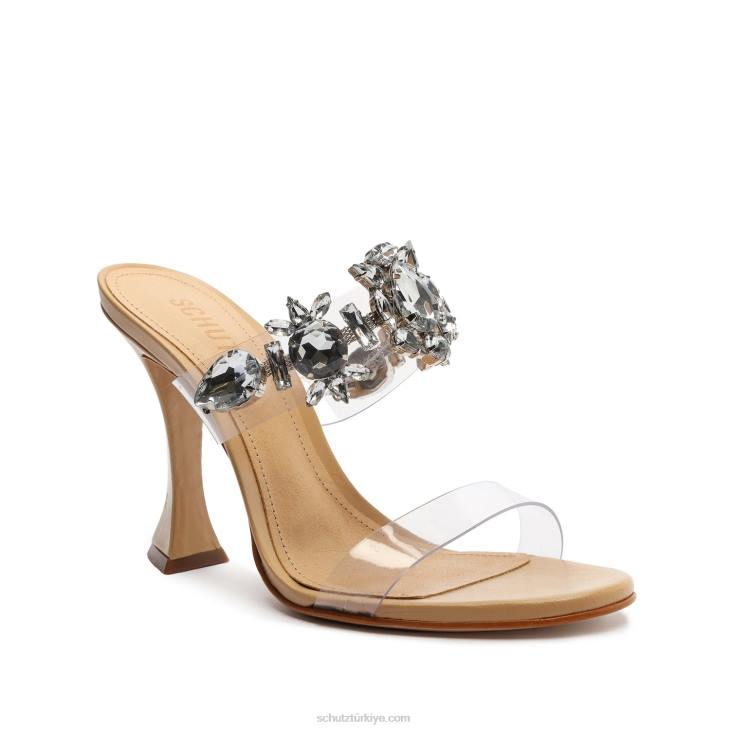 Schutz N42F397laureen vinil ve kristal sandalet hafif ahşap