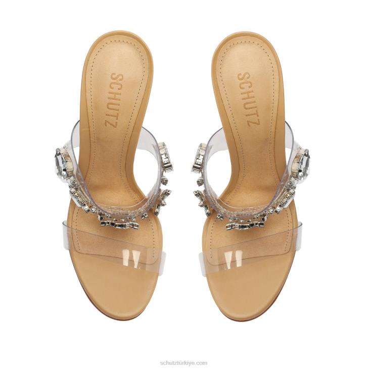 Schutz N42F397laureen vinil ve kristal sandalet hafif ahşap
