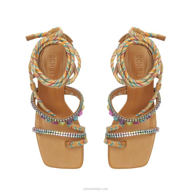 Schutz N42F39musa orta deri sandalet çıplak karamel