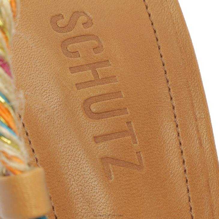 Schutz N42F39musa orta deri sandalet çıplak karamel