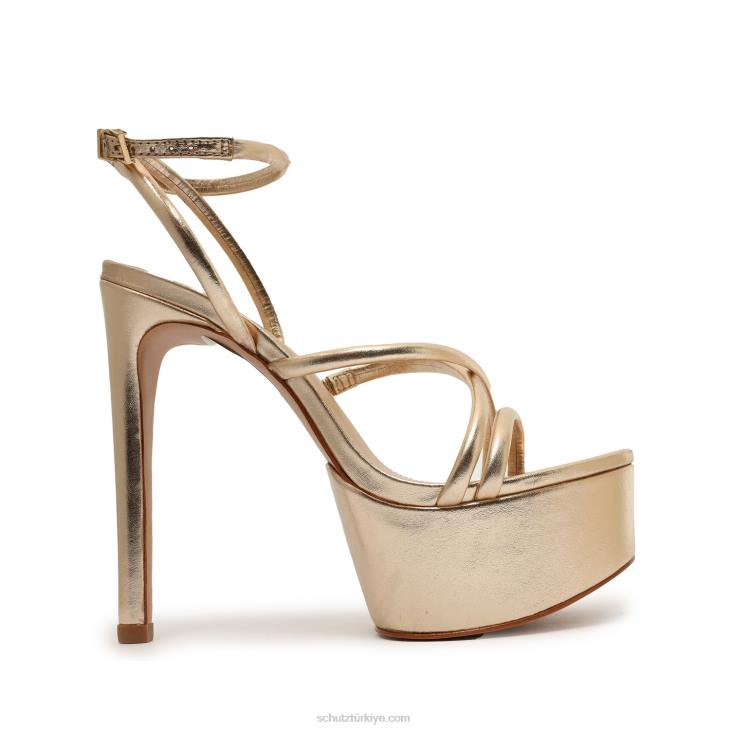 Schutz N42F401zilla metalik deri sandalet altın