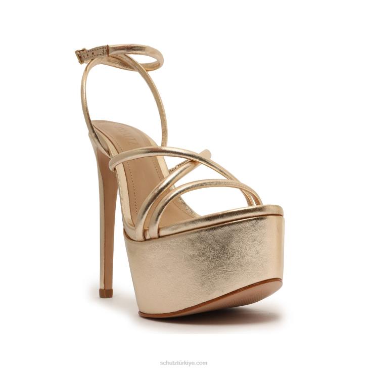 Schutz N42F401zilla metalik deri sandalet altın