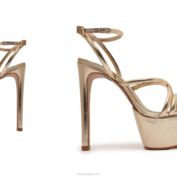 Schutz N42F401zilla metalik deri sandalet altın