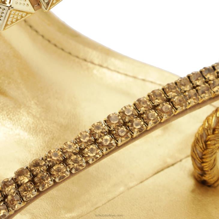 Schutz N42F40musa orta nappa deri sandalet altın