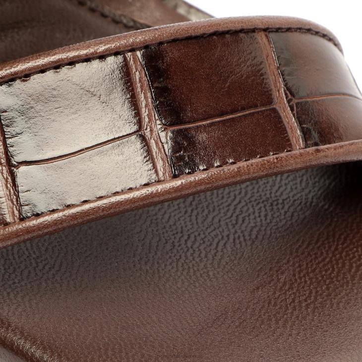 Schutz N42F412lilianna timsah kabartmalı deri sandalet bitter çikolata