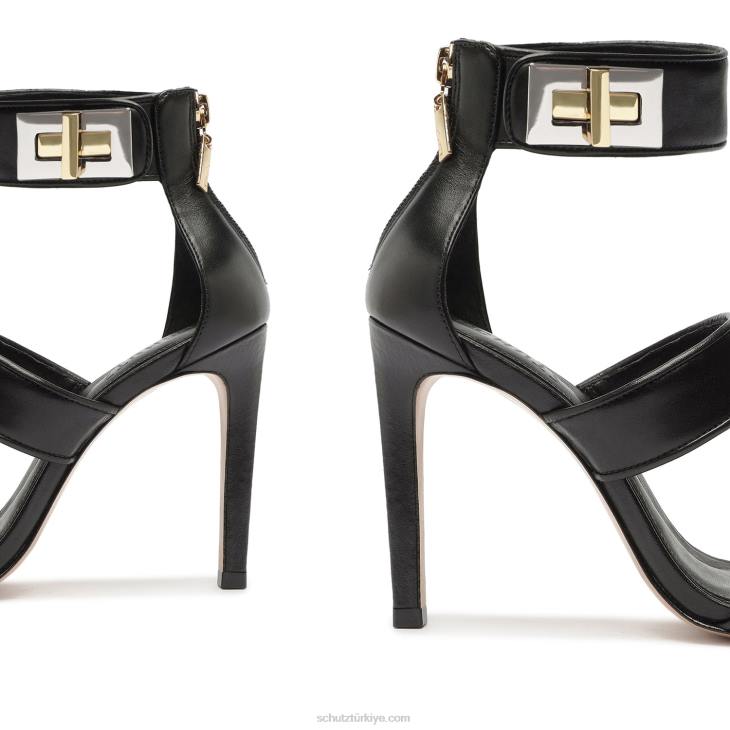 Schutz N42F413lilianna timsah kabartmalı deri sandalet siyah