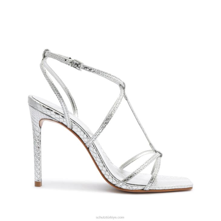 Schutz N42F421adriana yılan kabartmalı deri sandalet gümüş
