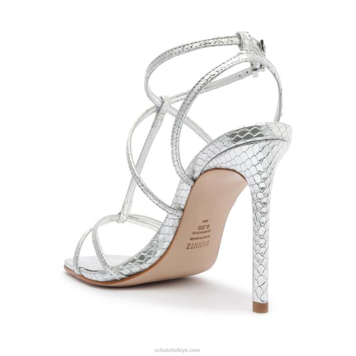 Schutz N42F421adriana yılan kabartmalı deri sandalet gümüş
