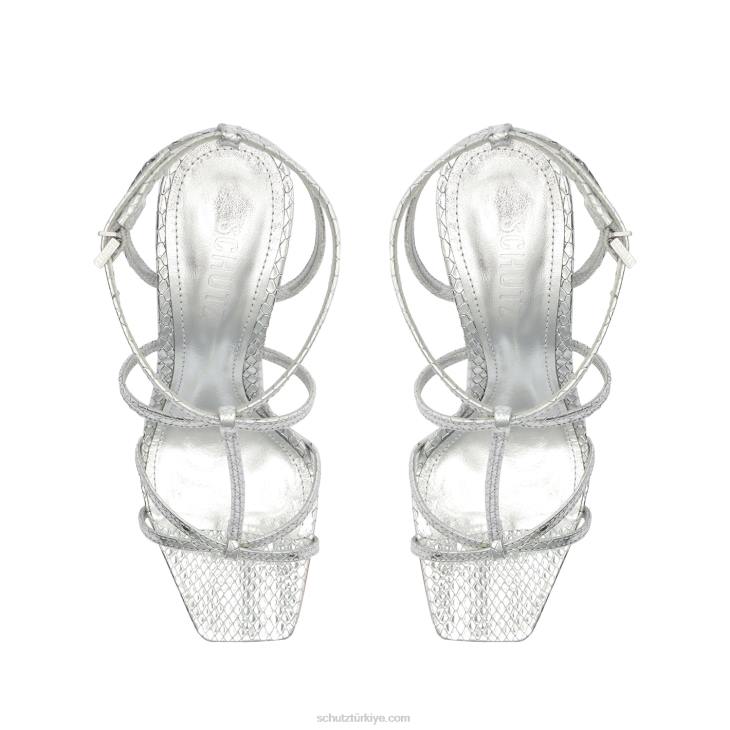 Schutz N42F421adriana yılan kabartmalı deri sandalet gümüş