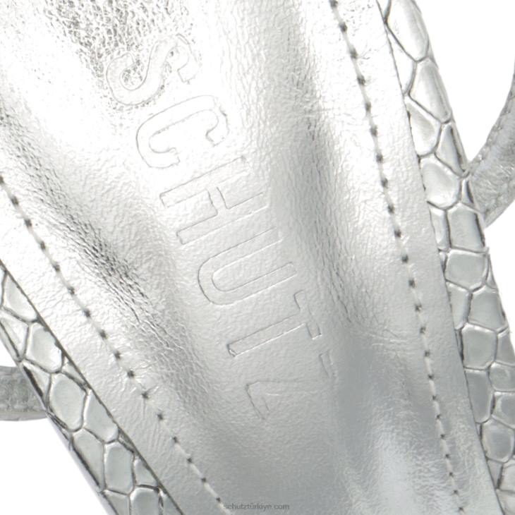 Schutz N42F421adriana yılan kabartmalı deri sandalet gümüş