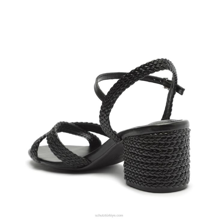 Schutz N42F42karima blok atanado deri sandalet siyah