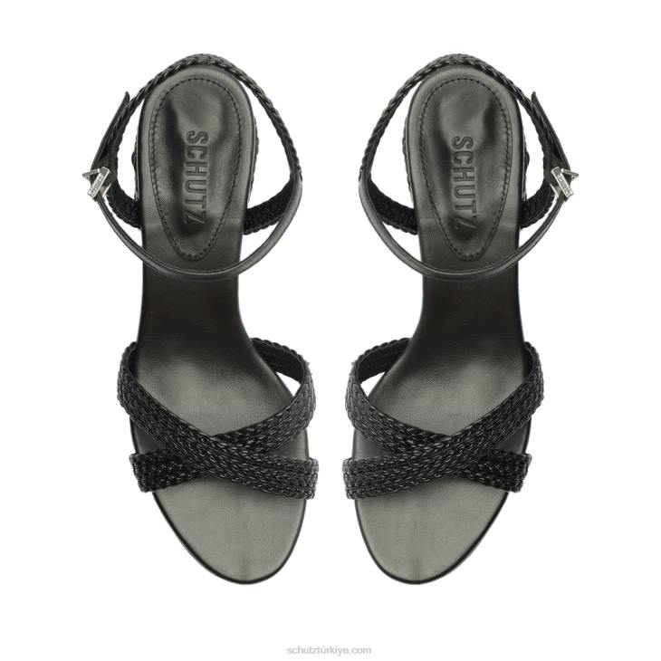 Schutz N42F42karima blok atanado deri sandalet siyah