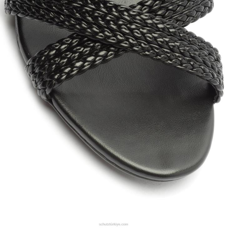 Schutz N42F42karima blok atanado deri sandalet siyah