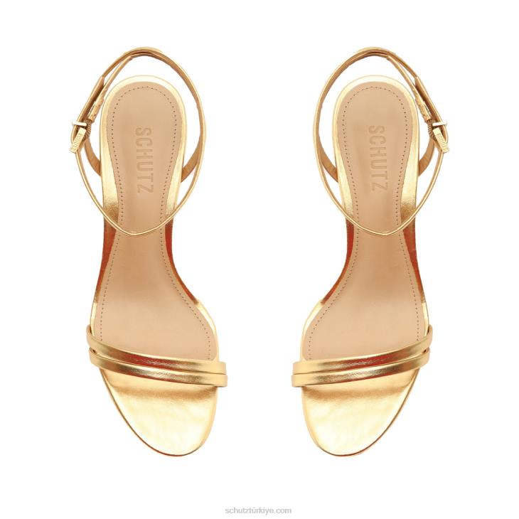 Schutz N42F447altina orta metalik deri sandalet altın