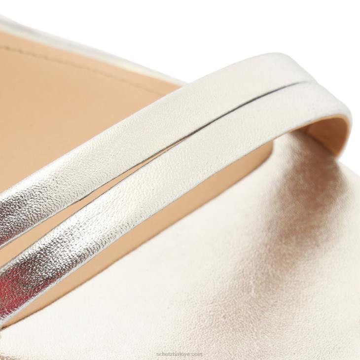 Schutz N42F448altina orta metalik deri sandalet gümüş