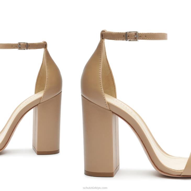 Schutz N42F48cadey lee blok nappa deri sandalet gerçek bej