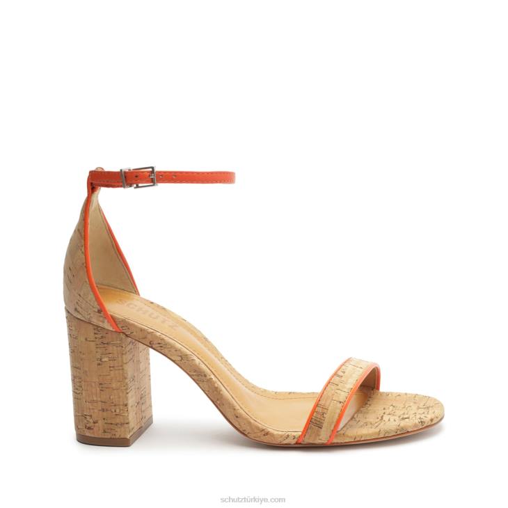 Schutz N42F49cadey lee blok gündelik deri sandalet alev turuncu