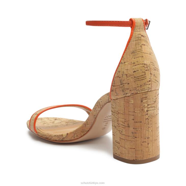 Schutz N42F49cadey lee blok gündelik deri sandalet alev turuncu