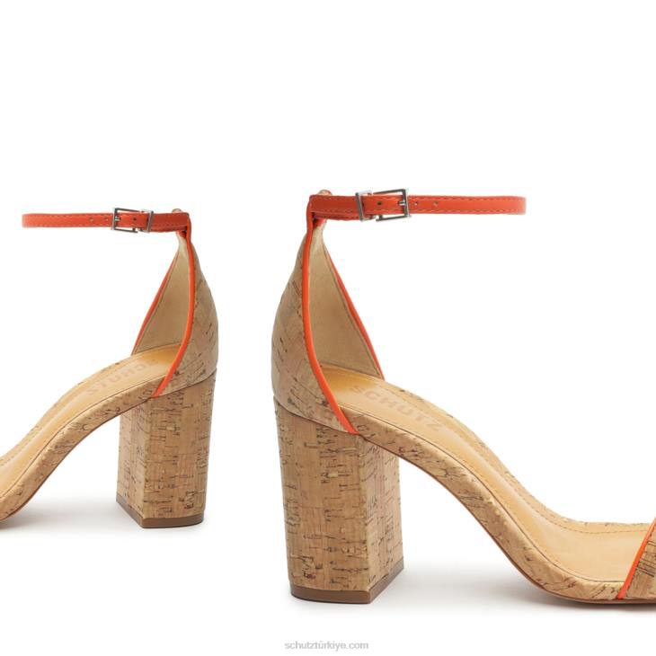 Schutz N42F49cadey lee blok gündelik deri sandalet alev turuncu