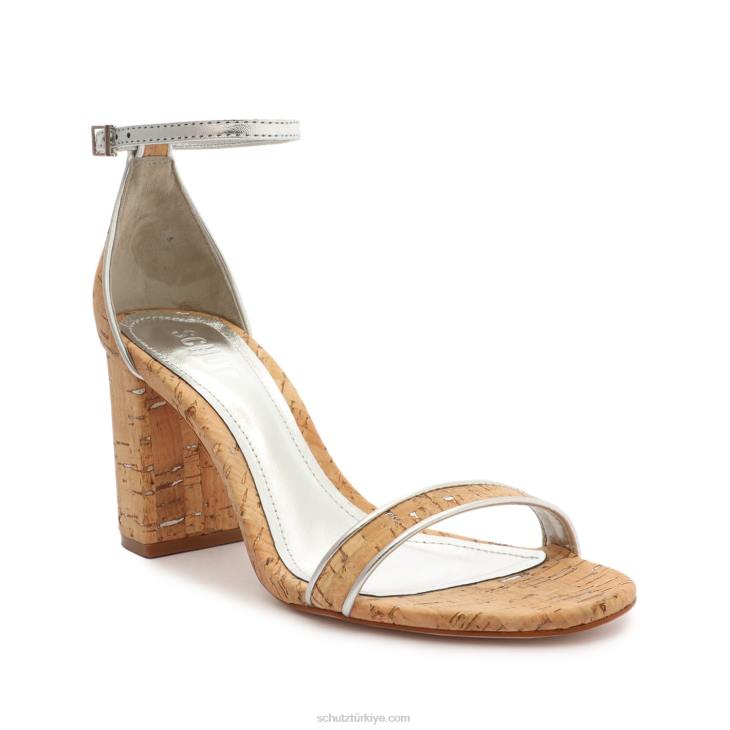 Schutz N42F50cadey lee blok gündelik deri sandalet gümüş