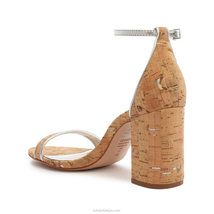 Schutz N42F50cadey lee blok gündelik deri sandalet gümüş